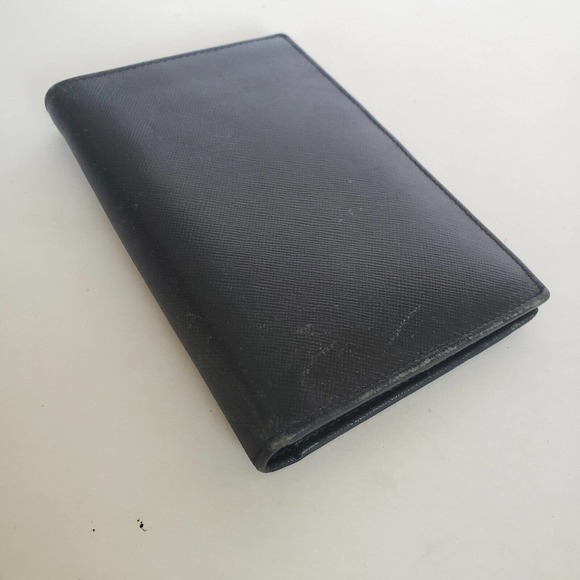 Prada Mens Bifold Wallet Black Leather Card Bill Coin Holder Made in Italy Mediu - Picture 13 of 15